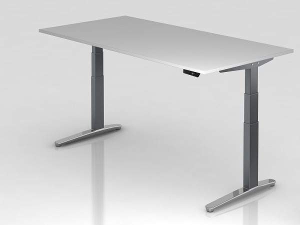 Bureau assis-debout électrique Hammerbacher 200x100cm graphite/graphite, poli, forme rectangulaire, VXBHM2E/5/GC