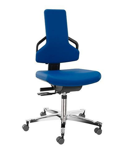 Chaise de travail Dauphin Premium, housse en tissu bleu, piètement en aluminium, 266-918