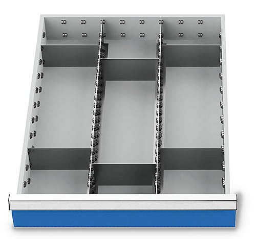 Inserts de tiroir Bedrunka+Hirth T736 R 18-24, pour hauteur de panneau 100/125 mm, 2 x MF 600 mm, 6 x TW 150 mm, 113BLH100