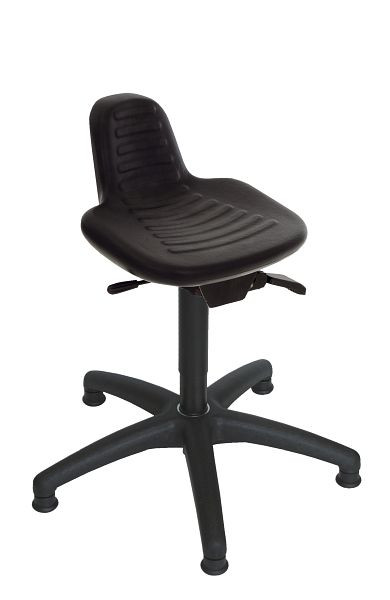 Tabouret Lotz, siège ergonomique en PU noir, réglable en hauteur 430-620, croix en plastique, 4671.01