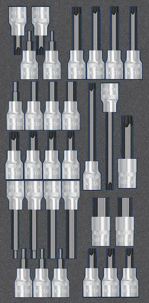 Insert à outils Bedrunka+Hirth, jeu de clés à douille 31 pièces, dimensions en mm (LxPxH) : 400 x 200 x 25, 08.89.210