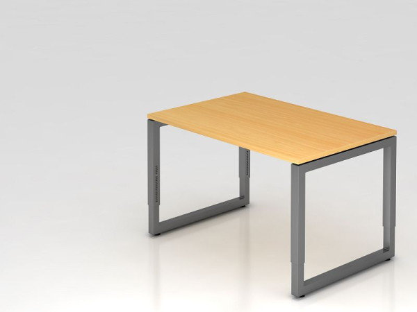 Bureau Hammerbacher O-foot carré 120x80cm hêtre/graphite, forme rectangulaire avec plateau flottant, VRS12/6/G