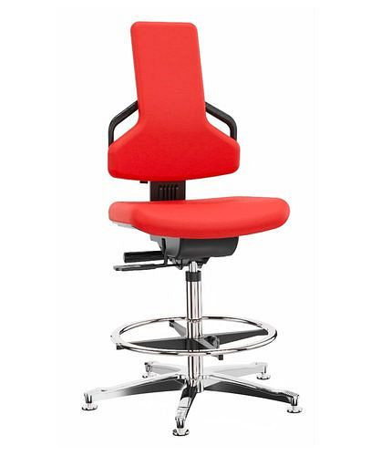 Chaise de travail Dauphin Premium, revêtement en tissu rouge, piètement en aluminium, patins, repose-pieds, 266-924