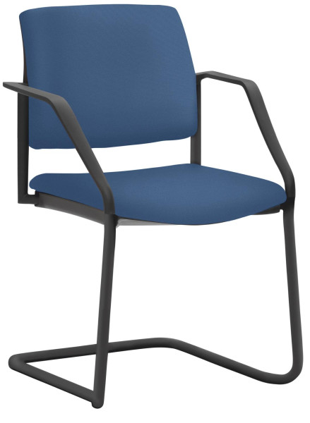 Mayer Sitzmöbel chaise empilable, structure luge noir, accoudoirs, bleu, 2518_F3_A_30612