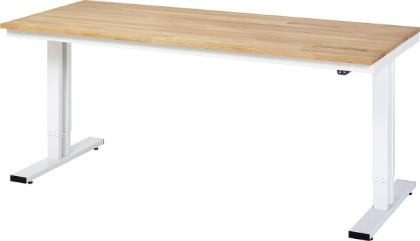 Table de travail RAU série adlatus 300 (réglable électriquement en hauteur), plateau en hêtre massif, 2000x720-1120x800 mm, 08-WT-200-080-B