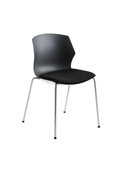 Chaise empilable Mayer Sitzmöbel , structure chromée à 4 pieds, coque en plastique anthracite de haute qualité, hauteur d'assise 48 cm, 2511_01_01_26397