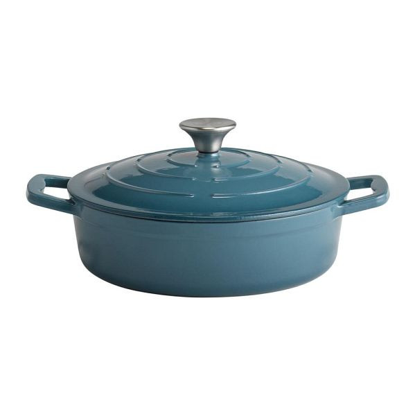 Rôtissoire APS avec couvercle "5 ÉTOILES", en fonte, adaptée à l'induction, va au four, avec support de couvercle, Ø 25 cm, 2,5 litres, turquoise, 88312