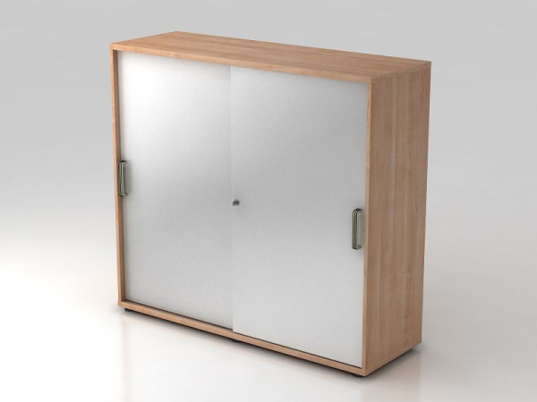 Armoire à portes coulissantes Hammerbacher 3OH 120cm poignée en bandeau noyer/argent, 120x40x110 cm (LxPxH), V1753S/N/S/SG