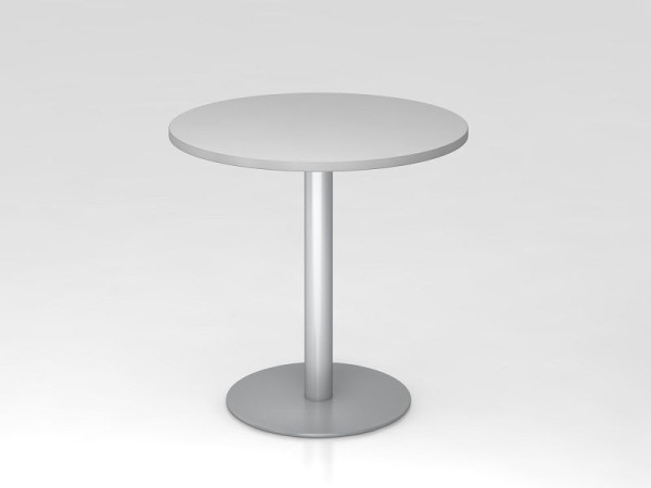 Table de réunion Hammerbacher 80cm ronde gris/argent, structure argentée, VSTF08/5/S