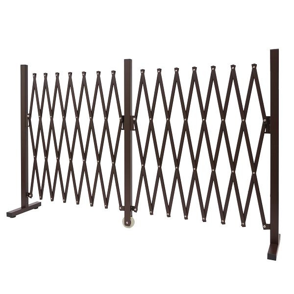 Clôture de barrière Mendler HWC-B34, grille de protection de clôture, diviseur de grille à ciseaux, aluminium extensible marron, hauteur 103cm, largeur 52-400cm, 70976