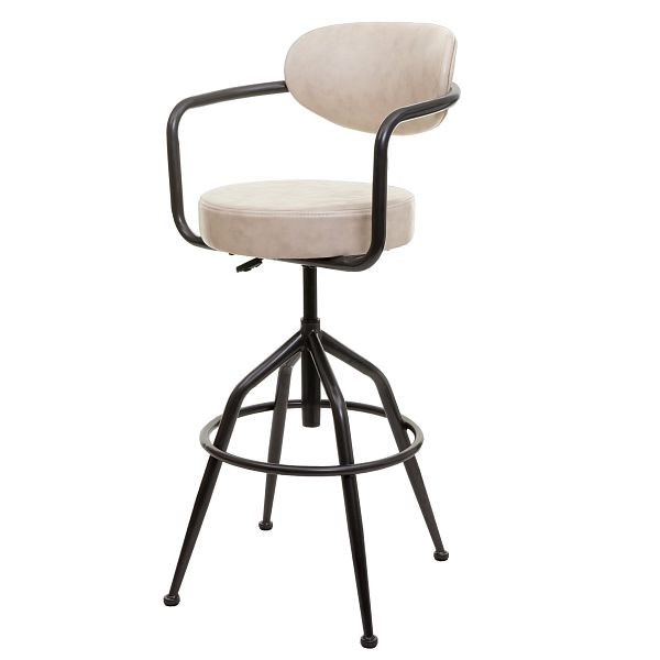 Tabouret de bar Mendler HWC-H10f, tabouret de bar, tabouret de comptoir, tabouret pivotant, réglable en hauteur, aspect daim industriel, beige vintage, 96984