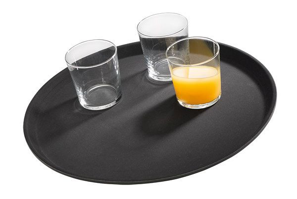 Plateau APS -GASTRO-, Ø 35,5 cm, hauteur: 2 cm, plastique renforcé de fibres de verre, noir, surface antidérapante, 00548