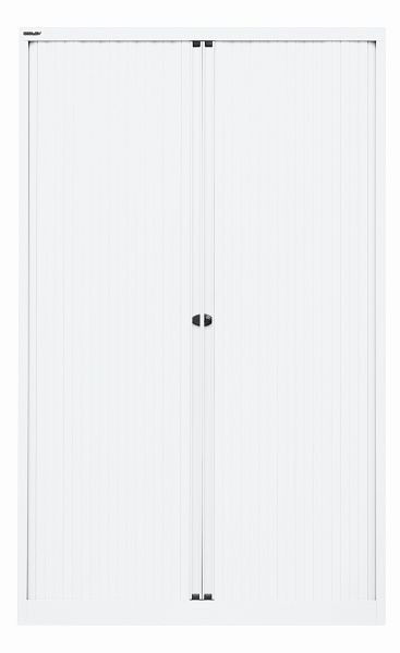 Armoire à volet roulant Bisley EuroTambour, 4 étagères, 5 OH, L 1200 mm, volet roulant blanc signalisation, corps blanc signalisation, ET412194SPWW696