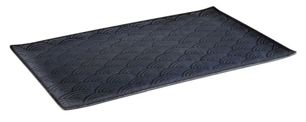 Plateau APS GN 1/1 -DARK WAVE-, 53 x 32,5 cm, hauteur : 2 cm, mélamine, intérieur : décor, extérieur : noir, 84900