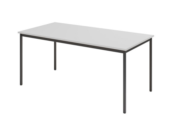 Table de réunion Hammerbacher VS16, 160 x 80 cm, plateau : gris, piètement à quatre pieds noir, hauteur de travail 72 cm, piètement périphérique en acier noir, VVS16/5/D