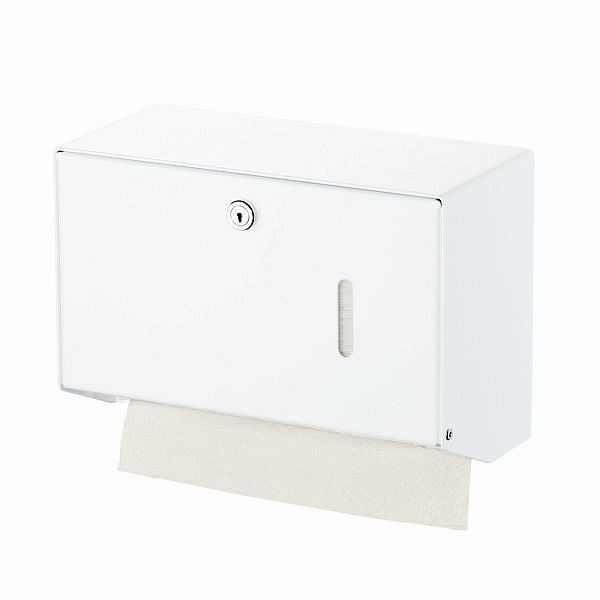 Distributeur d'essuie-mains Air Wolf pour jusqu'à 400 essuie-mains pliés, série Omicron II, H x L x P : 190 x 275 x 130 mm, aluminium blanc, 35-741