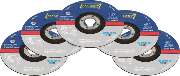 Jeu de disques à tronçonner Hazet, 5 disques à tronçonner 125 x 1 x 22,23 mm (5 x 0,40 x 7/8"), 9233-010/5