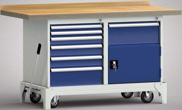 Etabli standard mobile KLW - 1500 x 700 x 866 mm L x l x H, WS782N-1500M40-E7027