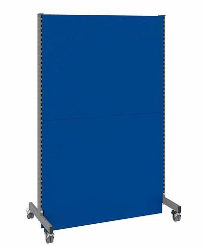 Cloison acoustique mobile DENIOS, champ de base, L 1250, H 2000 mm, tôle perforée acoustique d'un côté, gris/bleu, 293101