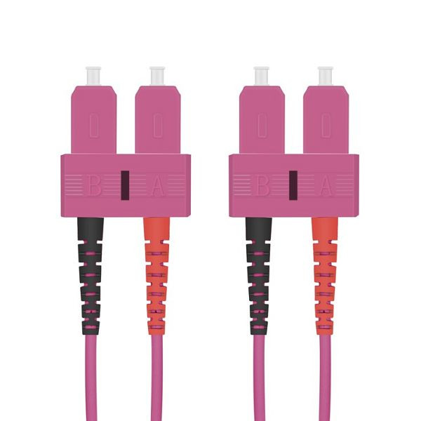 Câble patch fibre optique Helos SC/SC Duplex50/125µm OM4 violet chiné 7.5m, 115823