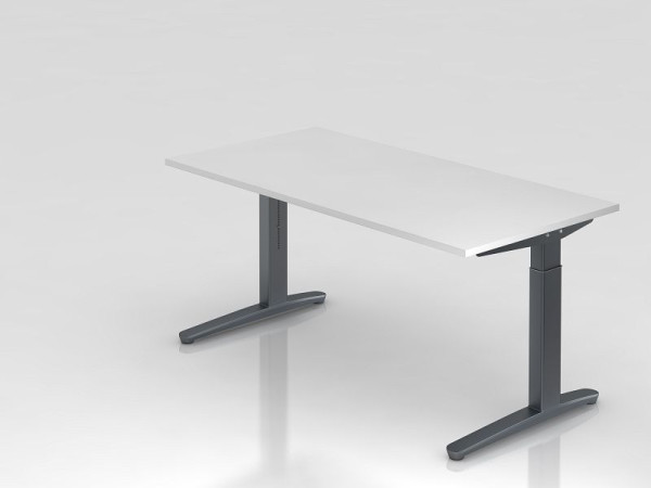Bureau Hammerbacher pied C 160x80cmblanc/graphite, forme rectangulaire, VXB16/W/GG