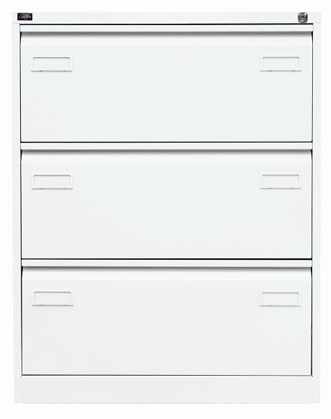 Classeur suspendu Bisley LIGHT, double rail, DIN A4, 3 tiroirs HR, blanc signalisation, CDF3696