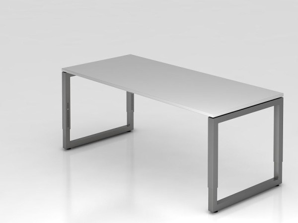 Bureau Hammerbacher O-foot carré 180x80cm gris/graphite, forme rectangulaire avec plateau flottant, VRS19/5/G