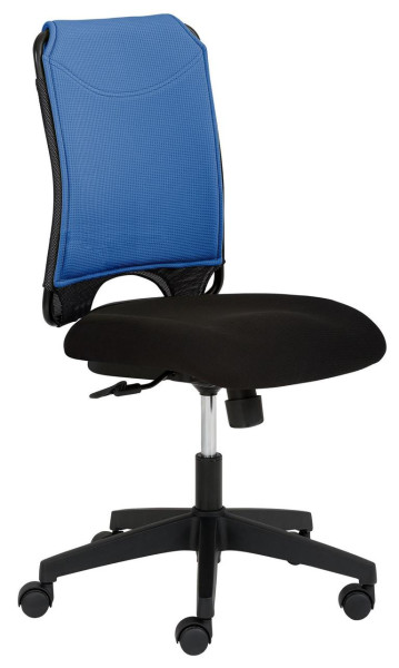Chaise pivotante Mayer Sitzmöbel , assise rembourrée en noir, dossier en tissu élastique respirant, dossier bleu, 2333_262