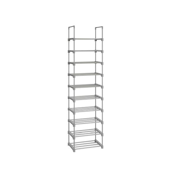 SONGMICS Grande étagère à chaussures à 10 niveaux Gris, LSA025G02