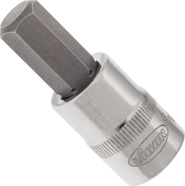 Embout de tournevis VIGOR, carré creux 10 mm (3/8"), profil six pans intérieur, 10 mm, longueur : 49 mm, pour commande manuelle, V2279N