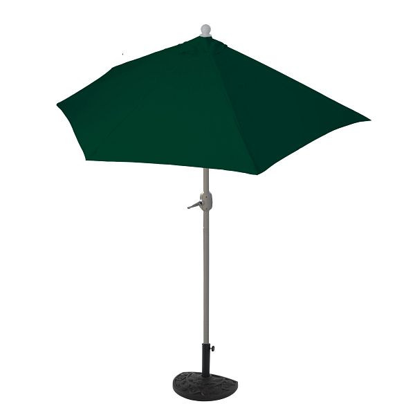 Mendler parasol semi-circulaire Parla, demi-parasol balcon parasol, UV 50+ polyester/aluminium 3kg, 270cm vert avec support, 97730+35128