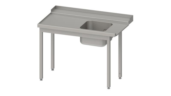 Table d'alimentation Stalgast, guide panier avec pente, avec 1 bac 1300x750x880mm, montage côté gauche, relevé, soudé, VZL13710LA
