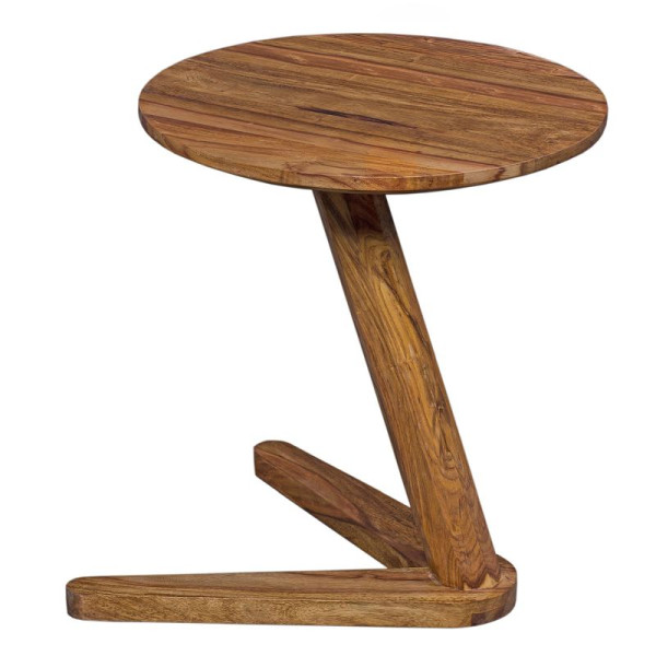 Wohnling table d'appoint BOHA en bois massif Sheesham design 45 x 45 cm ronde, style maison de campagne en bois naturel, WL1.727