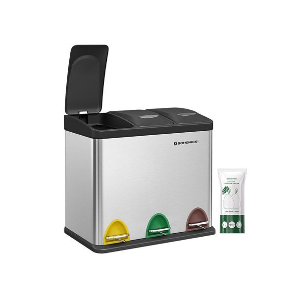 Poubelle SONGMICS 24 litres en acier inoxydable, LTB24L