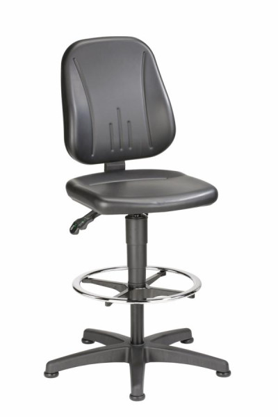 bimos Unitec avec patins et repose-pieds et simili cuir noir, hauteur d'assise 580-850 mm, 9651-0551