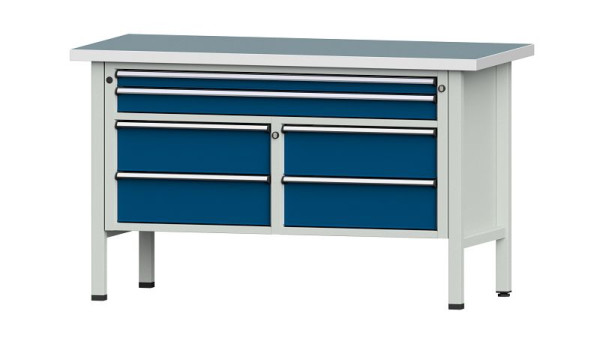 Établis ANKE Établi en caisson, modèle 255 V, 1500 x 700 x 890 mm, RAL 7035/5010, UBP 40 mm, 304.089
