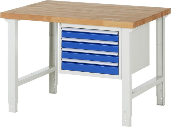 Etabli RAU série 7000 - modèle 7133, L1250 x P900 x H790-1140 mm, base système L1250 x P850 x H750-1100 mm, 03-7133A1-129B4H.11