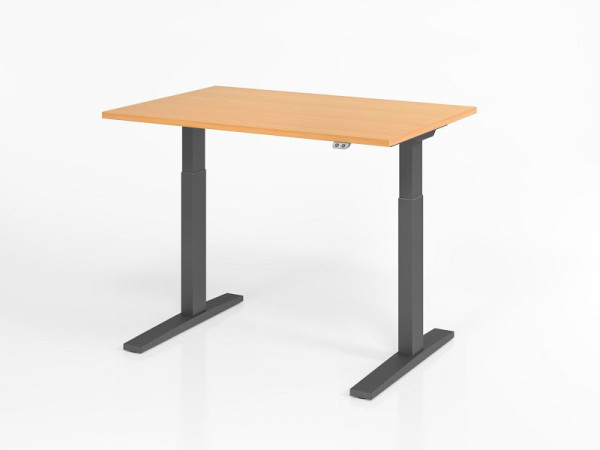 Bureau Hammerbacher XMKA12, 120 x 80 cm, plateau : hêtre, épaisseur 25 mm, chant épais en ABS, forme rectangulaire, graphite, VXMKA12/6/G