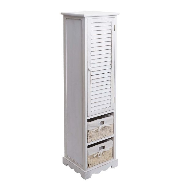 Commode de salle de bain Mendler HWC-H20, meuble de salle de bain meuble de salle de bain étagère de salle de bain, bois massif 120x27x29cm, blanc minable, 72675