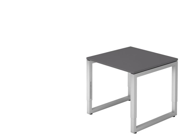 Bureau Hammerbacher O-foot carré 80x80cm graphite, forme rectangulaire avec plateau flottant, VRS08/G/S