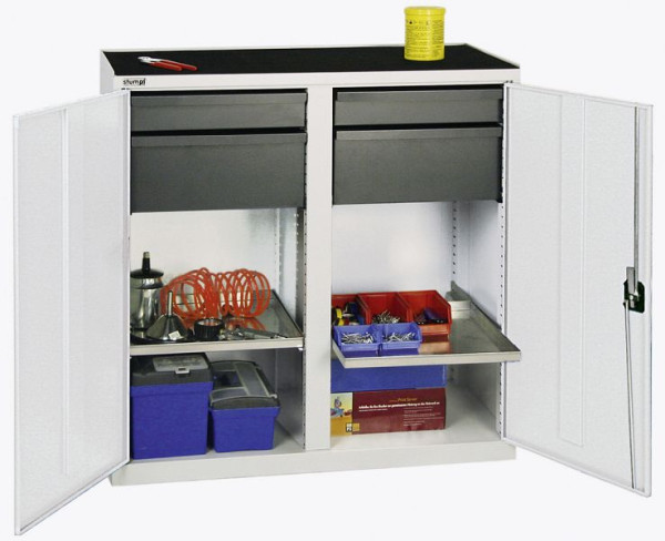 armoire à outils et matériaux contondants série 3000, 7035/7035, 2 tiroirs 100 mm, 2 tiroirs 200 mm, 2 étagères, 3002307