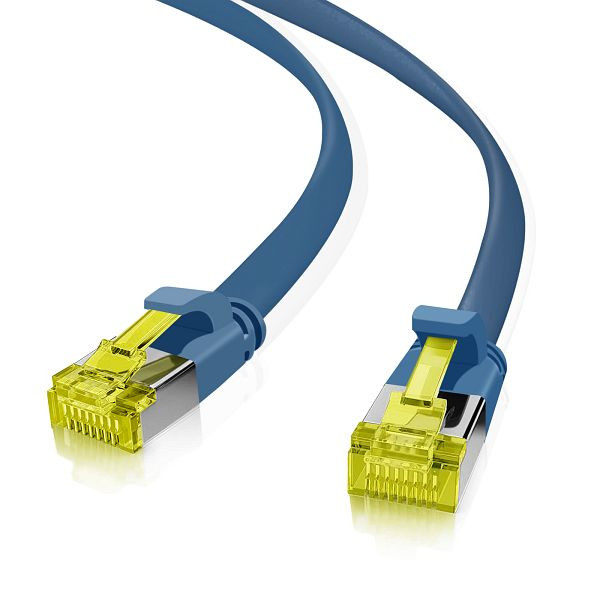 Helos câble patch ultra plat U/FTP Cat 6a bleu 15,0m, 205244