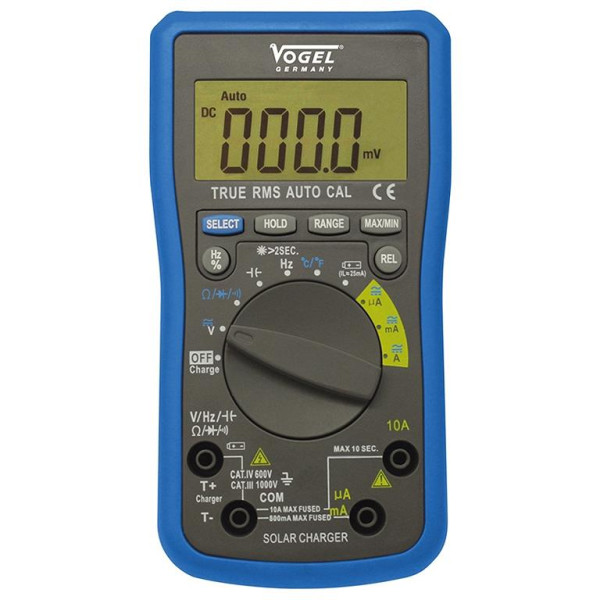 Multimètre numérique Vogel Germany, IP44, AC 0 - 750 V / DC 0 - 1000 V, 640384