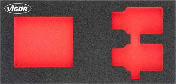 Inserts en mousse souple bi-composant VIGOR, dimensions insert / taille tiroir : S (188 x 393 x 35 mm), utilisation : V4908, V4908-L