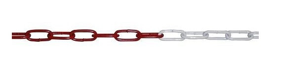 Chaîne de barrière DENIOS en plastique, longueur 25 m, rouge/blanc, diamètre 8 mm, 236-901