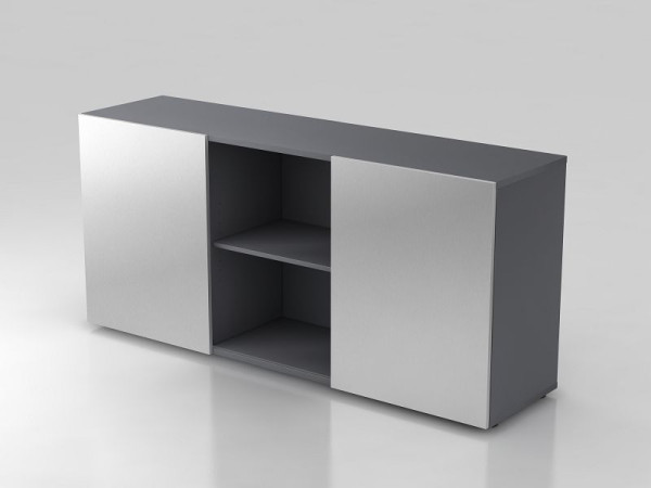 Buffet Hammerbacher 2OH avec portes coulissantes graphite/argent, 160x42x74,8 cm (LxPxH), V1780/G/S