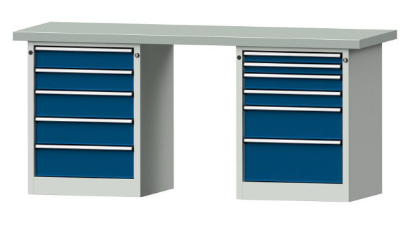 Établis ANKE Établi combiné, modèle 841 V, 2000 x 700 x 900 mm, RAL 7035/5010, ZBP 50 mm, 415.127