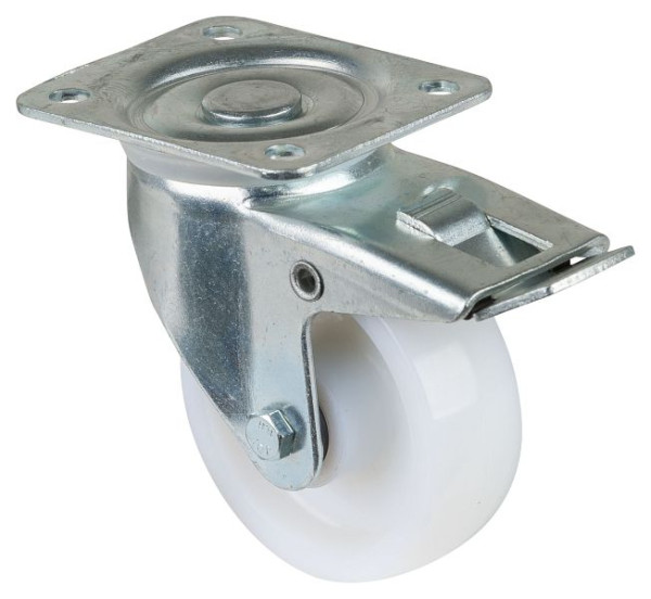 Rouleau de transport BS rollers avec frein, largeur 35 mm, Ø100 mm, jusqu'à 350 kg, bande de roulement/corps de roue en plastique, roulement à rouleaux, LB520.B10.101