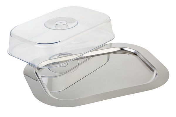 Plateau APS avec capot -FINESSE-, 42 x 31 cm, inox 18/0, capot en polystyrène, sans poignées, 13122