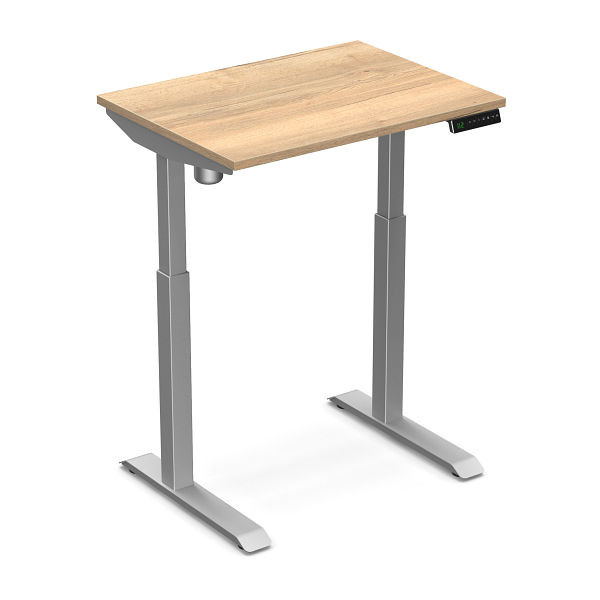 Bureau assis-debout Worktrainer StudyDesk (argent / chêne naturel 80 x 60 cm), StD-xs-slv-no